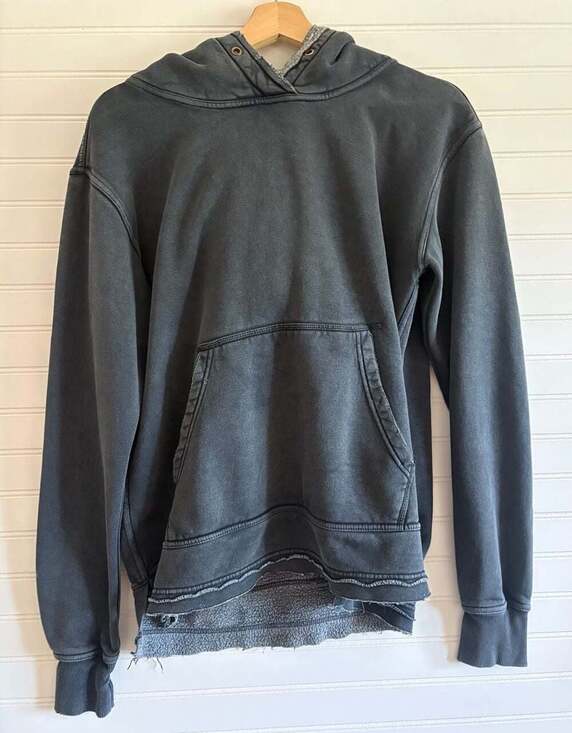 We The Free Tops - We The Free Washed Raw Edge Distressed Hoodie Black Size Small